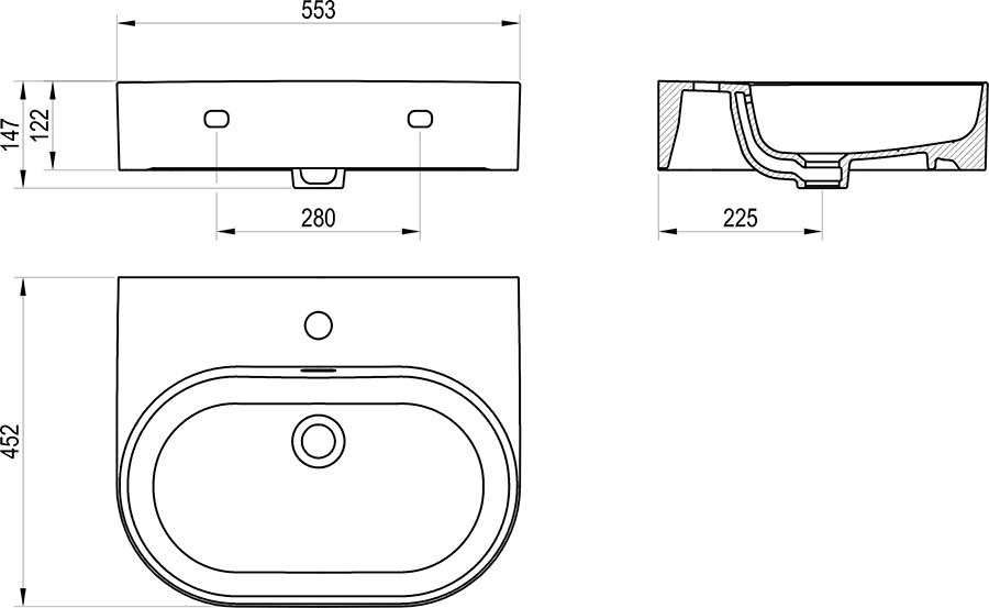 настенный умывальник Ceramic Slim Wall O, N