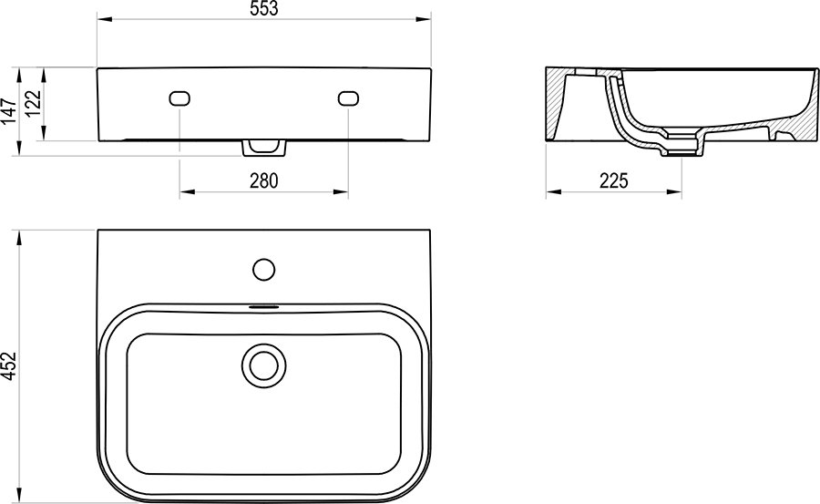 Умывальники Ceramic Slim Wall R, N