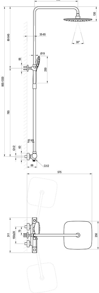 Душевая штанга Flat