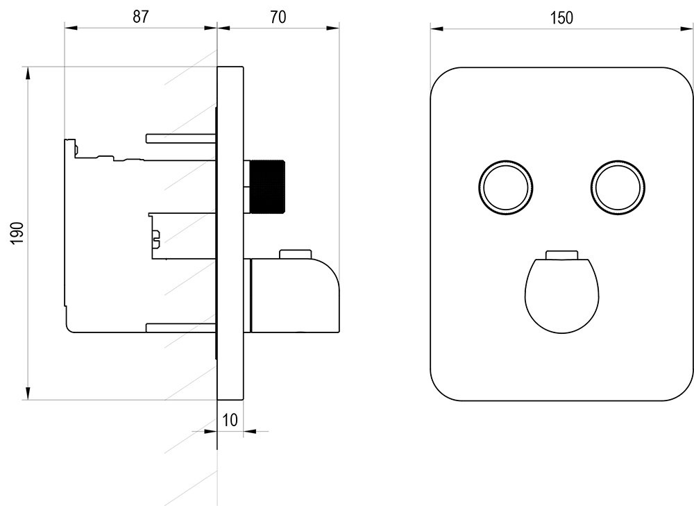 Термостатический смеситель скрытого монтажа Flat с переключателем, для R-box FL 063.00