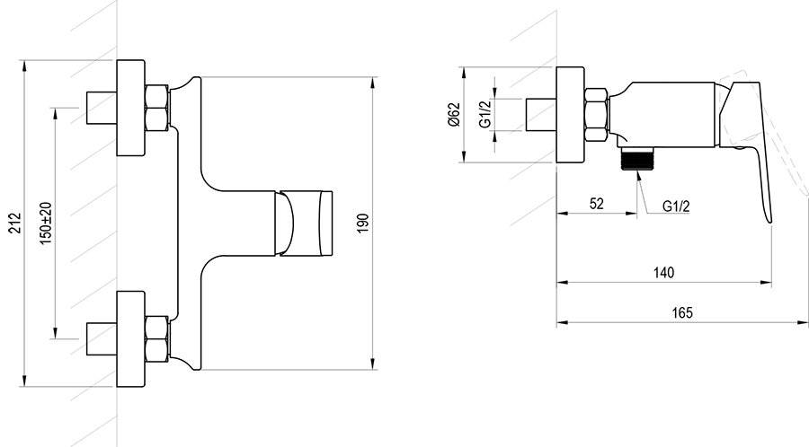 Смеситель для душа настенный Plan PN 032.00