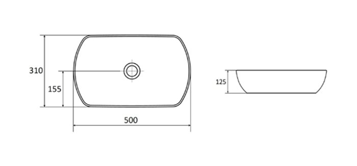 Керамический умывальник UNI 500 O SLIM
